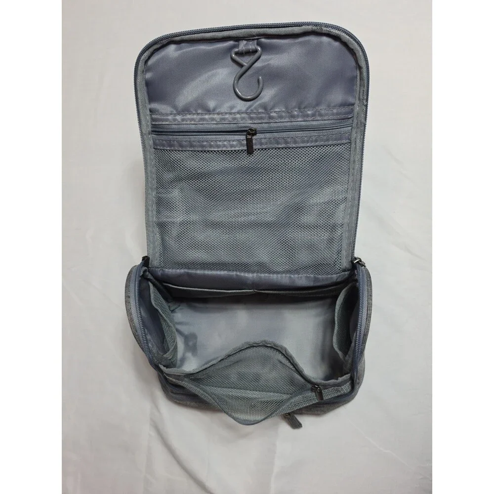 Travel Bag Troiletry Hanging Gray Organizer w/ Hero Travel Passport And Storage.